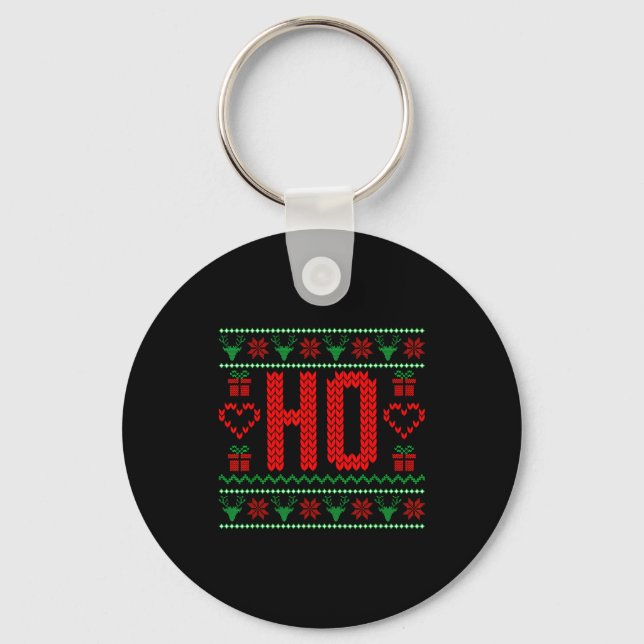 Llavero Where My Ho's At Ugly Christmas Sweater Couples Ma (Anverso)