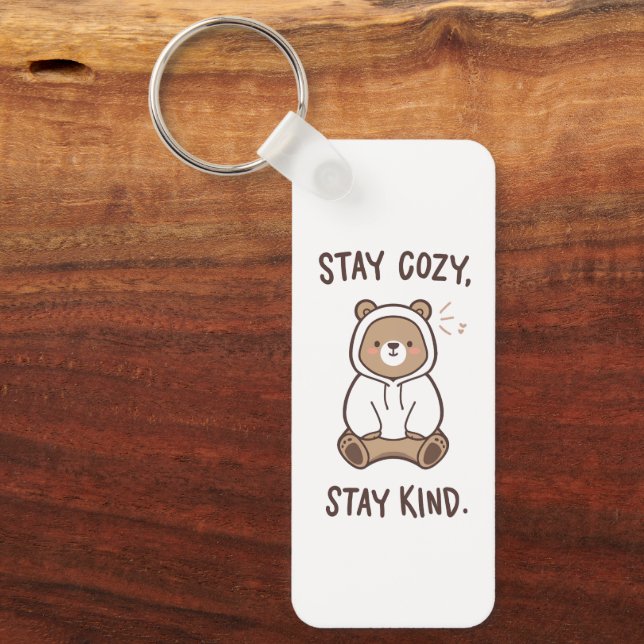 Llavero Whimsical Bear with Positive Kindness Quote (Anverso)