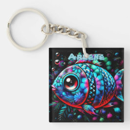 Llavero Whimsical Big-Eyed Fish Nautical Personalized