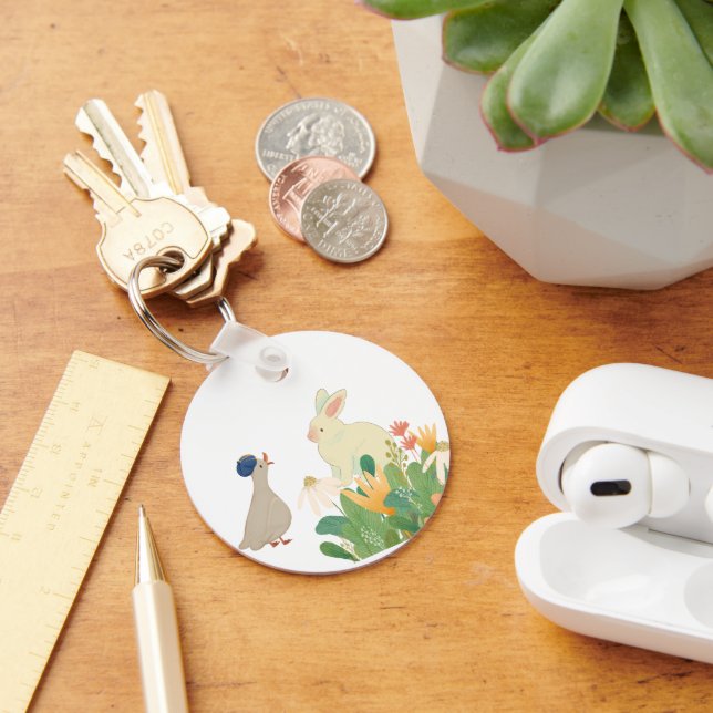 Llavero Whimsical Bunny & Bird in Bloom - Cuidada Primaver (Escritorio )