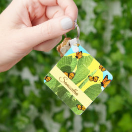 Llavero Whimsical Cactus And Butterflies