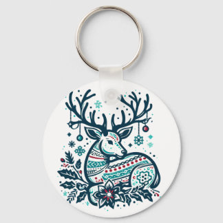 Llavero Whimsical Christmas Deer Vector Clipart - Festive
