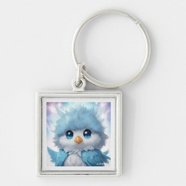 Llavero *~* Whimsical Cute Kawii Blue Bird AP54 Art (Frente)