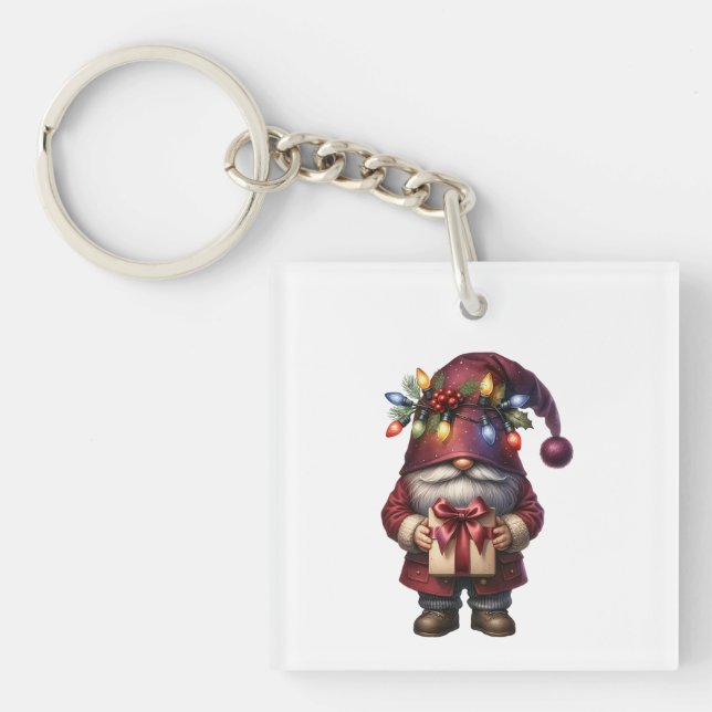Llavero Whimsical Gift Giving Christmas Gnome (Frente)