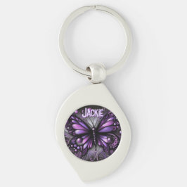 Llavero Whimsical Gothic Butterfly Purple Personalized