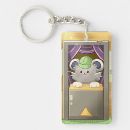 Llavero Whimsical Mouse Vendor – Cute Hat Booth Character