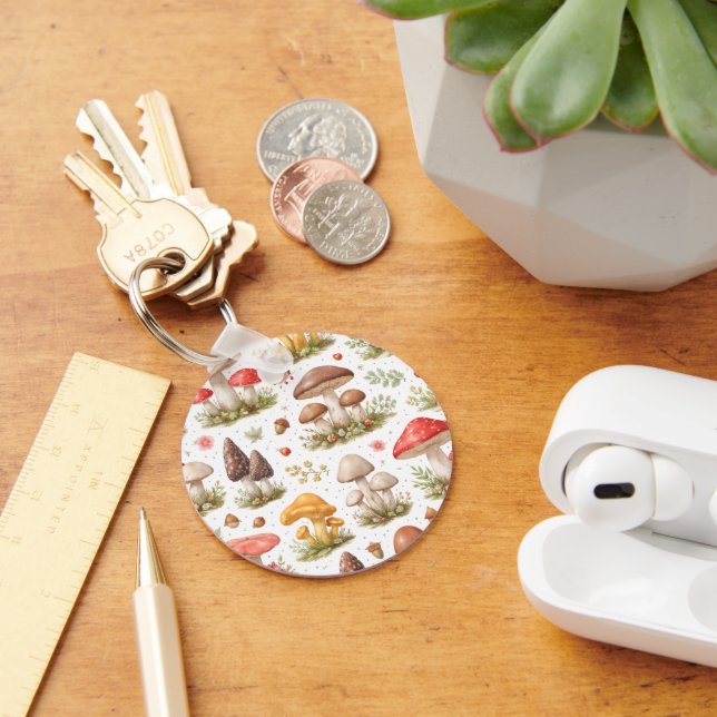 Llavero Whimsical Mushroom Pattern – Vintage Botanical  (Escritorio )