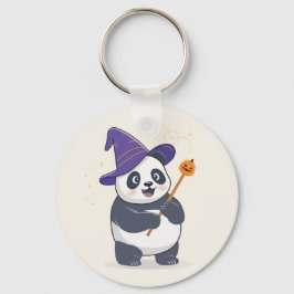 Llavero Whimsical Panda Wizard with Magic Hat