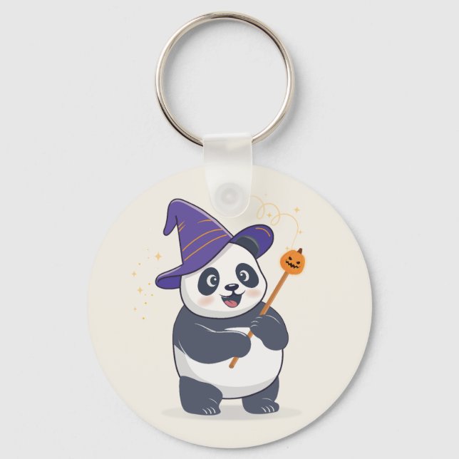 Llavero Whimsical Panda Wizard with Magic Hat (Anverso)