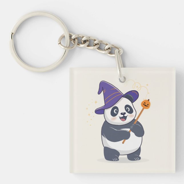 Llavero Whimsical Panda Wizard with Magic Hat (Frente)