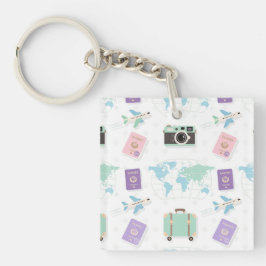 Llavero Whimsical Travel Doodle Keychain – Cute Adventure