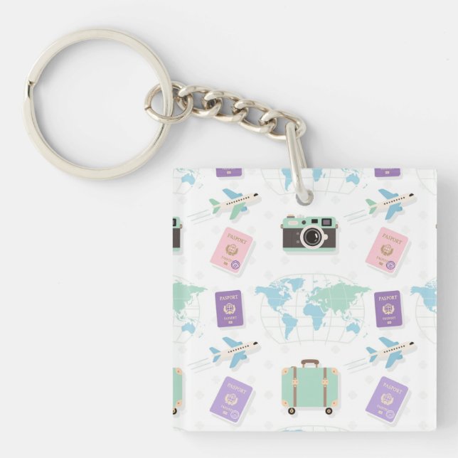 Llavero Whimsical Travel Doodle Keychain – Cute Adventure (Frente)