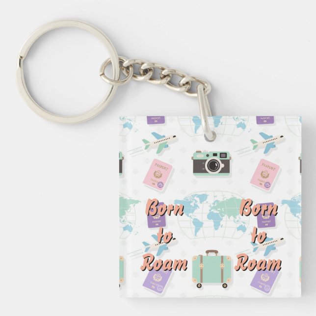 Llavero Whimsical Travel Doodle Keychain – Cute Adventure (Frente)