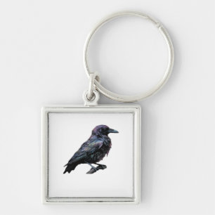 Llavero Whimsigoo Moody Floral Grungy Corvus, Raven, Crow