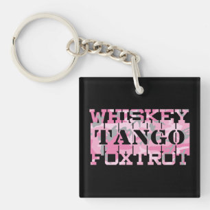 Llavero Whiskey Tango Foxtrot Camuflaje Rosa Militar