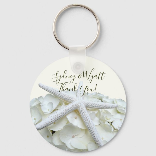 Llavero White Beach Wedding Starfish Favor Key Ring (Anverso)