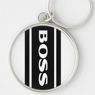 Llavero White Black Racing Stripes Boss Keychain