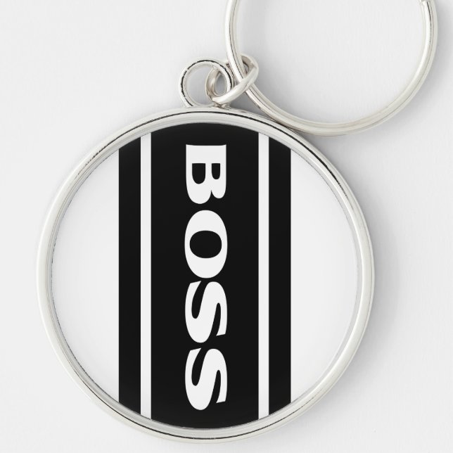 Llavero White Black Racing Stripes Boss Keychain (Frente)