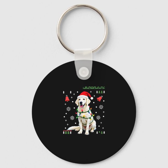 Llavero White Boxer Dog Ugly Christmas Sweater Funny Xmas  (Anverso)