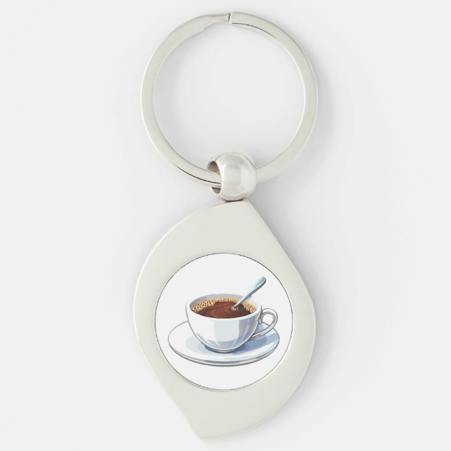 Llavero White coffee cup on a saucer filled with coffee (Anverso)