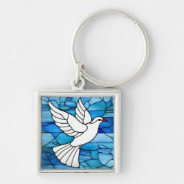 Llavero White Dove on Stained Glass