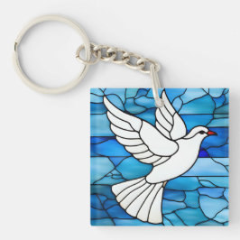 Llavero White Dove on Stained Glass