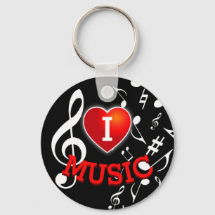 Llavero (WHITE NOTES) I Love (Heart) Music