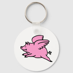 Llavero White Pink Flying Pig