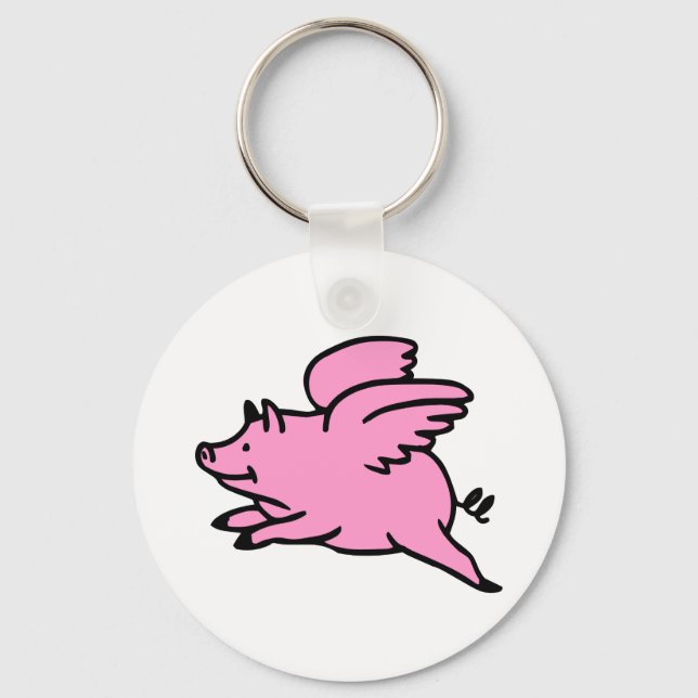 Llavero White Pink Flying Pig (Anverso)