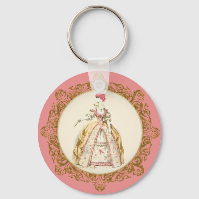 Llavero White Poodle Marie Antoinette Ornate Art (Anverso)