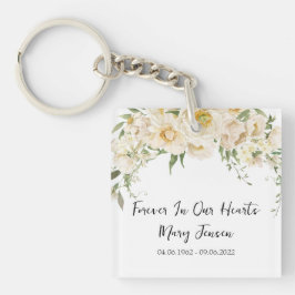 Llavero White Rose Memorial Funeral Photo Keychain