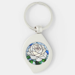 Llavero White Rose Stained Glass
