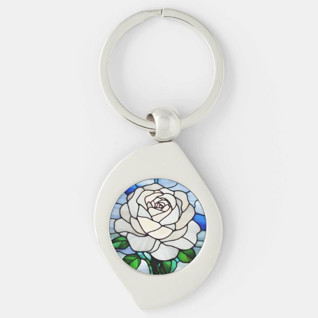 Llavero White Rose Stained Glass (Anverso)