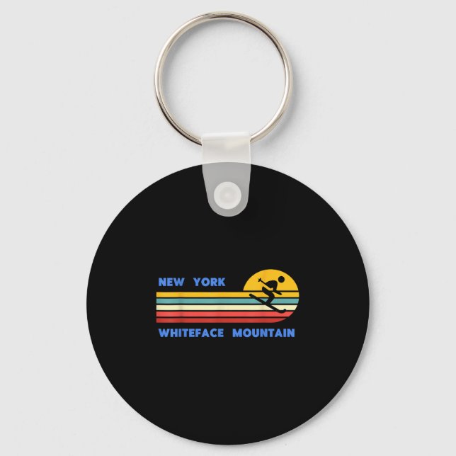 Llavero Whiteface Mountain New York Skiing Skier Ski Retro (Anverso)