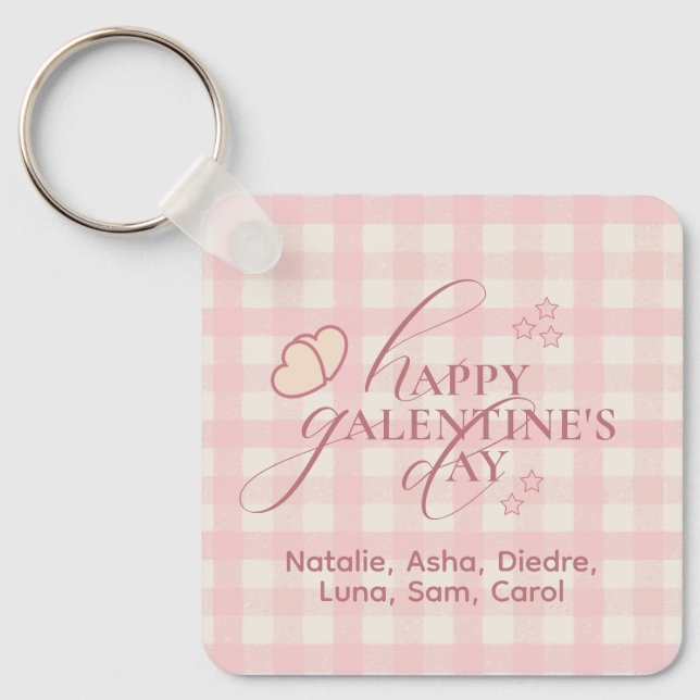 Llavero Wholesome Cute Pink Check Typography Galentines (Anverso)
