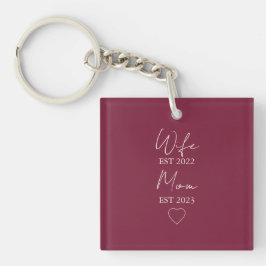 Llavero Wife & Mom Est. – Minimalist Valentine Gift