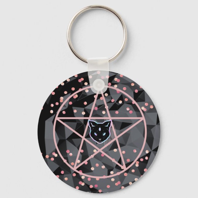 Llavero WiizyWitch Magic Witch Cosmic Cat Pentacle Magick (Anverso)