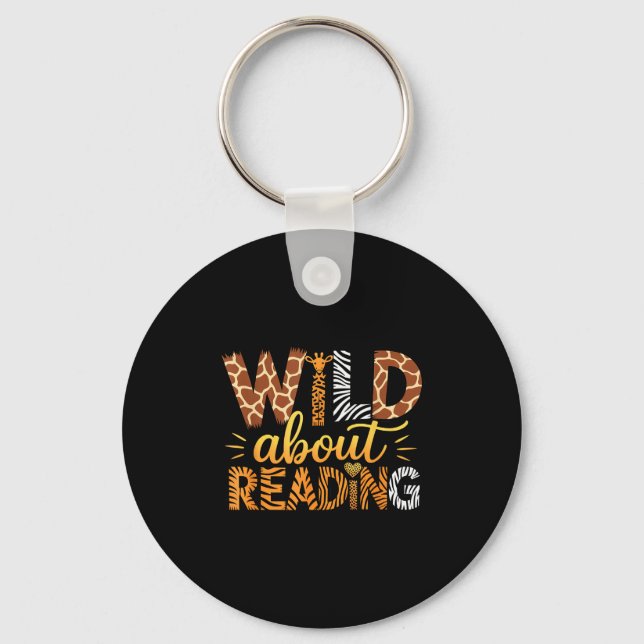 Llavero Wild About Reading Safari Animal Print Graphic  (Anverso)