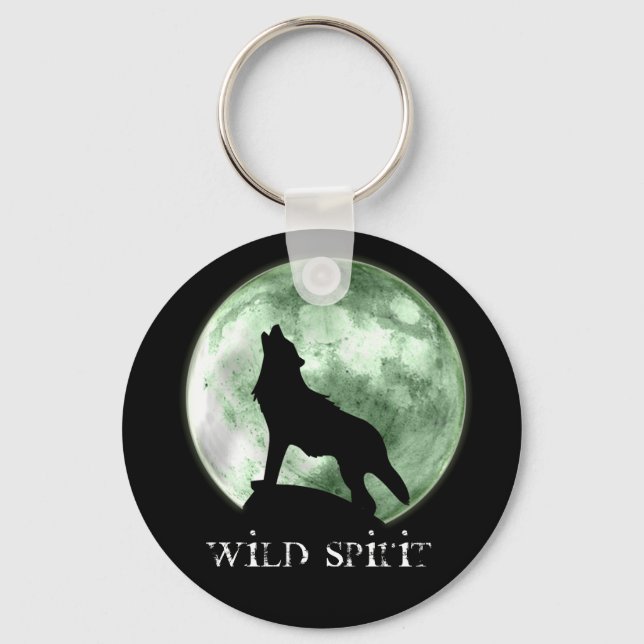 Llavero "Wild Spirit" Howling Wolf (Green) (Anverso)