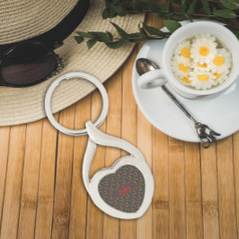 Llavero Wildflowers pattern name grey Metal Keychain