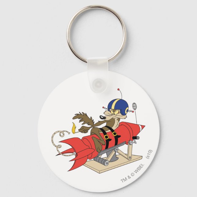 Llavero Wile E. Coyote Lanzando Cohete Rojo (Anverso)
