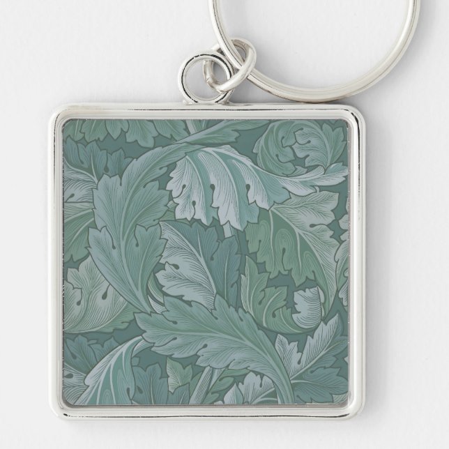Llavero William Morris Acanthus Leaf Teal Blue Pattern (Frente)