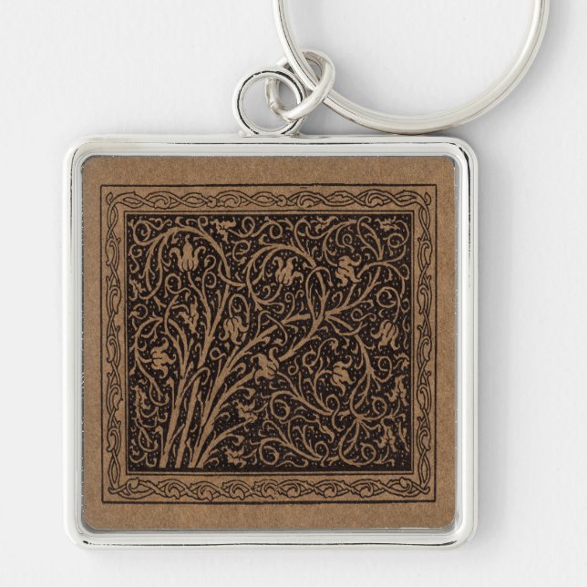Llavero William Morris Campion Cuero Trabajado Damask (Frente)