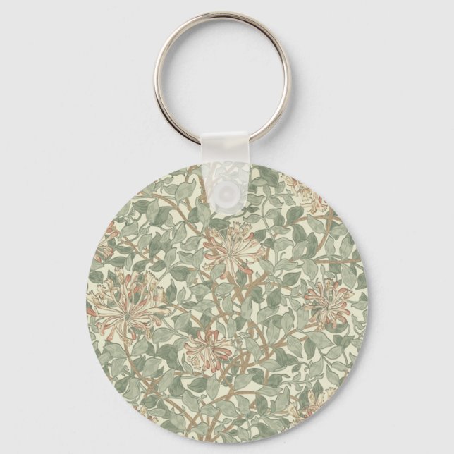 Llavero William Morris Honeysuckle Green Floral (Anverso)