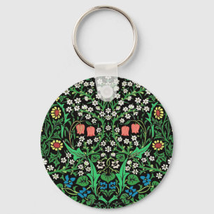 Llavero William Morris Jacobean Floral, fondo negro