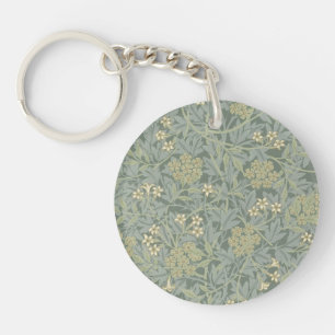 Llavero William Morris Jasmine Azul Arte Botánico Verde