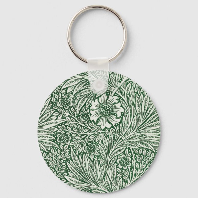 Llavero william morris marigold flor floral verde (Anverso)