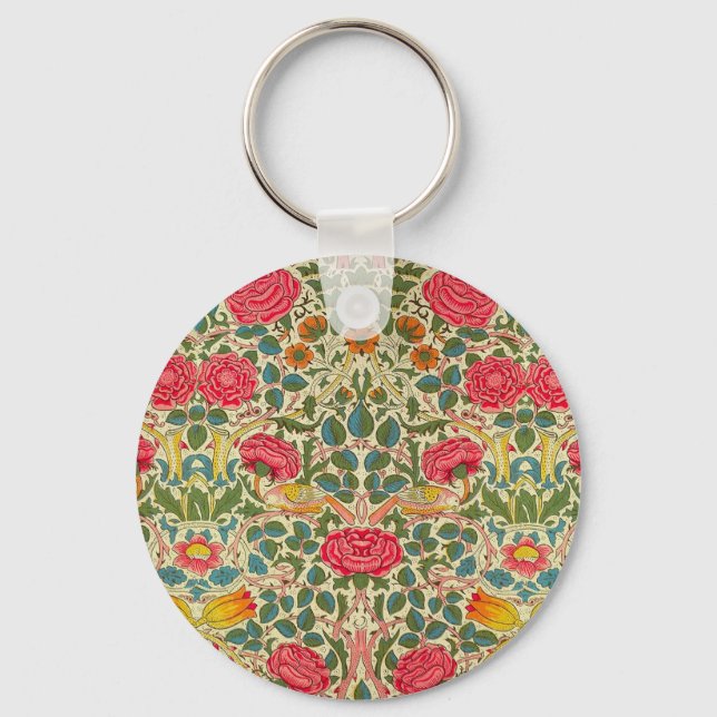 Llavero William Morris Rosa Floral Chintz Pink (Anverso)