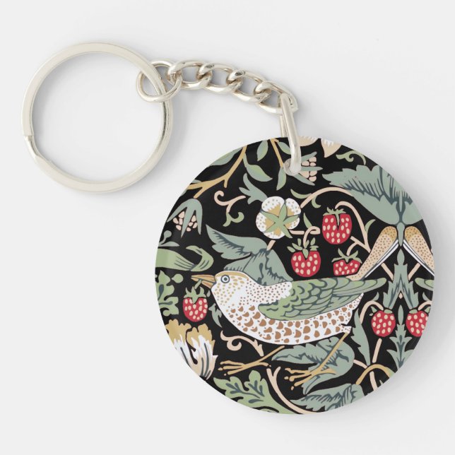 Llavero William Morris Strawberry Thief I Aves Negras (Frente)