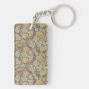 Llavero William Morris Vintage Floral Amarillo Vino Verde